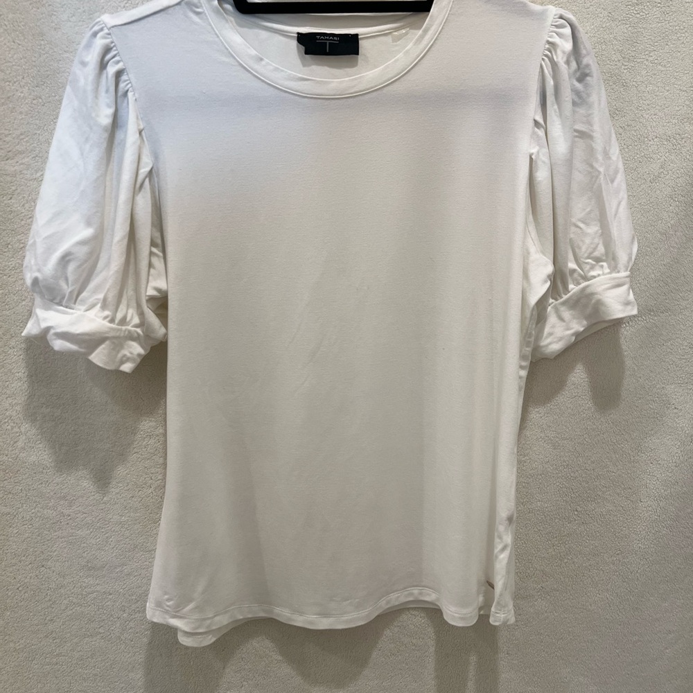 Tahari Ivory Puff Sleeve Top